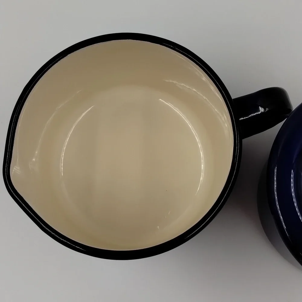 Enamel Blue Cream/Coffee Containers Made in Poland by Emailia Olkusz